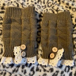 Super cute green khaki ruffled boot toppers